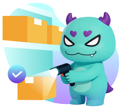 Official illustration of a parcel being scanned at warehouse check-in