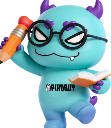 Pikobuy mascot reading a guide