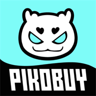 The agent current brand mark: a white mascot face with heart-shaped eyes on a cyan ground, above the word PIKOBUY