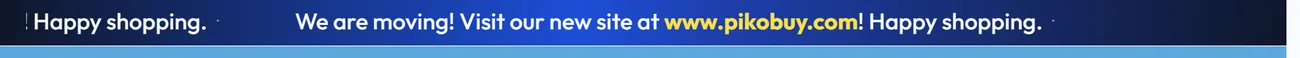 A scrolling banner reading we are moving, visit our new site at pikobuy.com